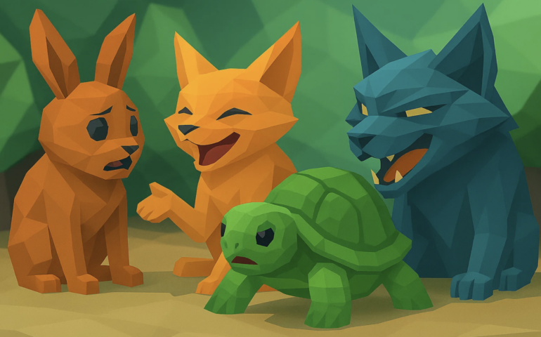 Low Poly animals talking to each other